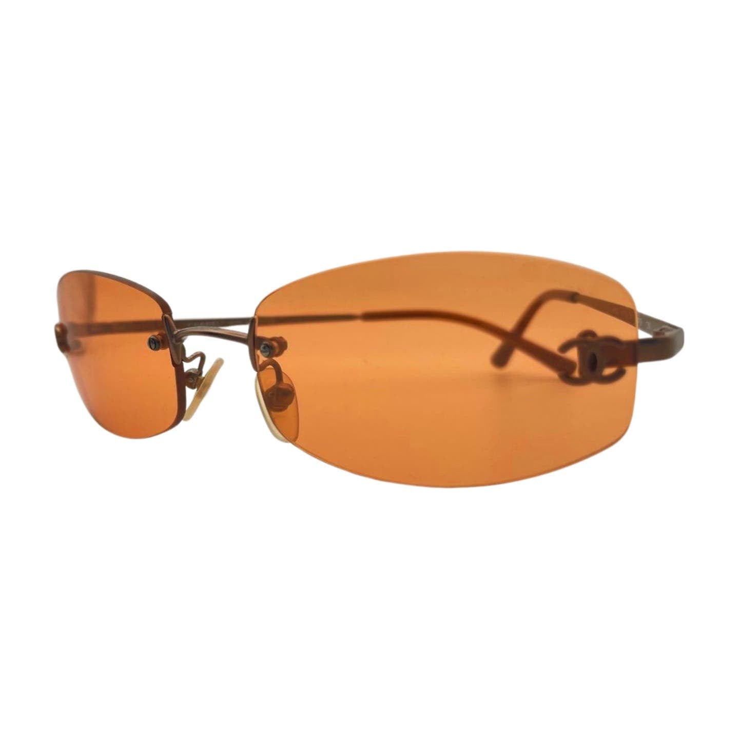 Chanel Brown Orange Metal Sunglasses - Le Look