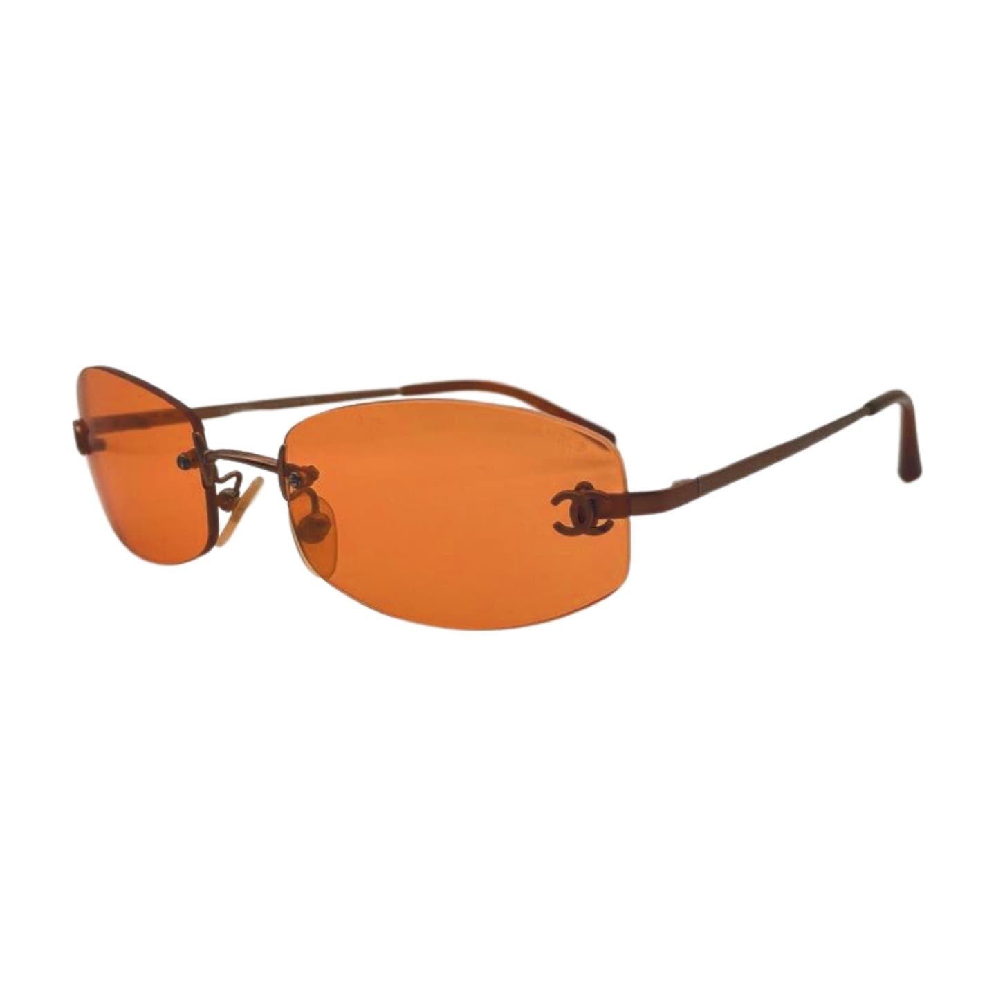 Chanel Brown Orange Metal Sunglasses - Le Look