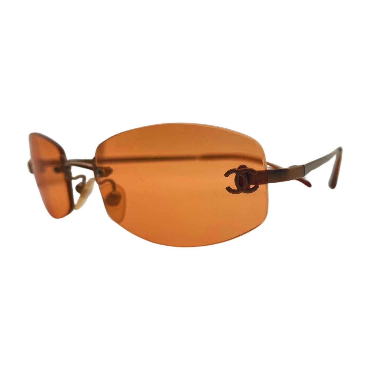 Chanel Brown Orange Metal Sunglasses - Le Look