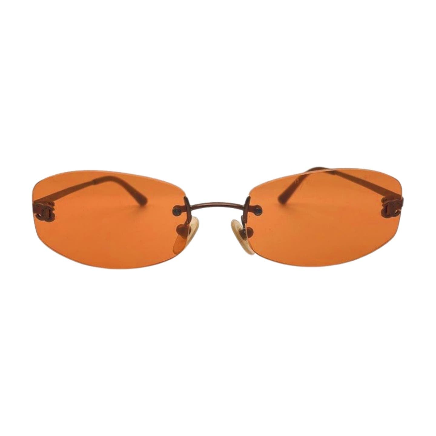 Chanel Brown Orange Metal Sunglasses - Le Look