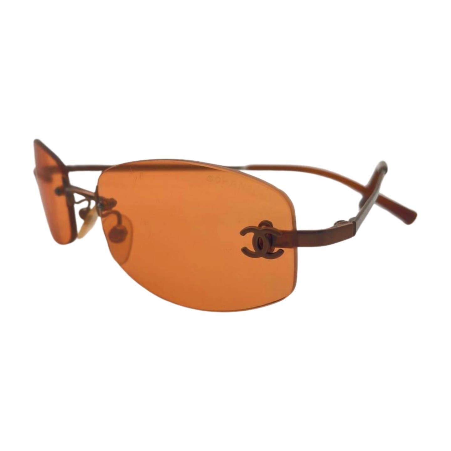 Chanel Brown Orange Metal Sunglasses - Le Look