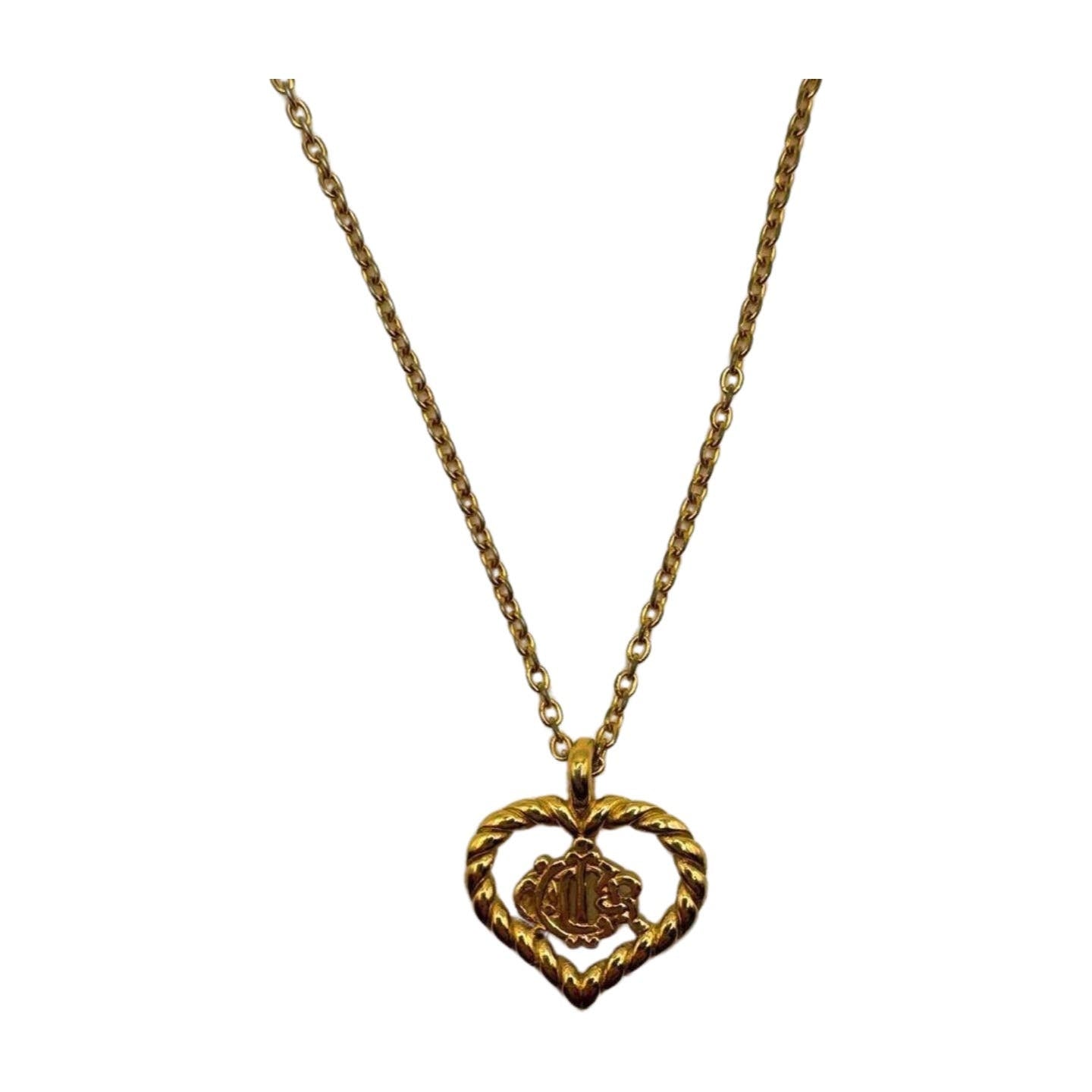 Dior Insignia Logo Heart Necklace - Le Look