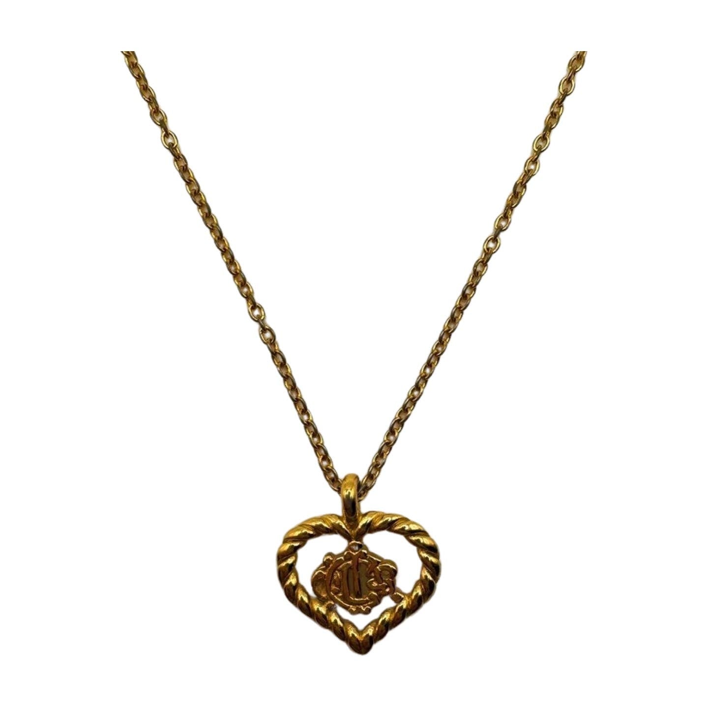 Dior Insignia Logo Heart Necklace - Le Look