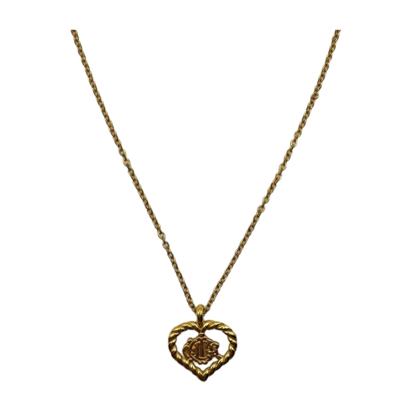 Dior Insignia Logo Heart Necklace - Le Look