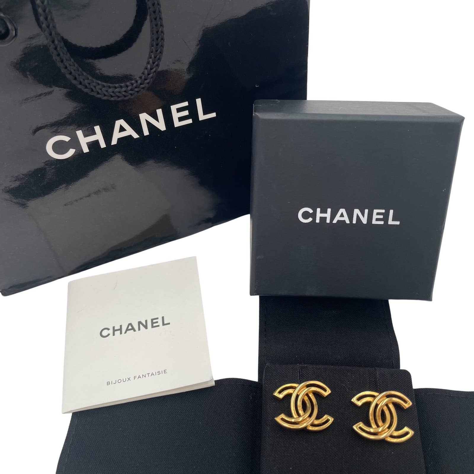 Chanel Gold Logo Stud Earrings - Le Look