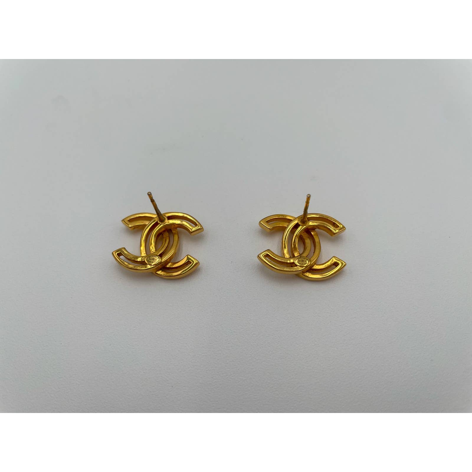 Chanel Gold Logo Stud Earrings - Le Look