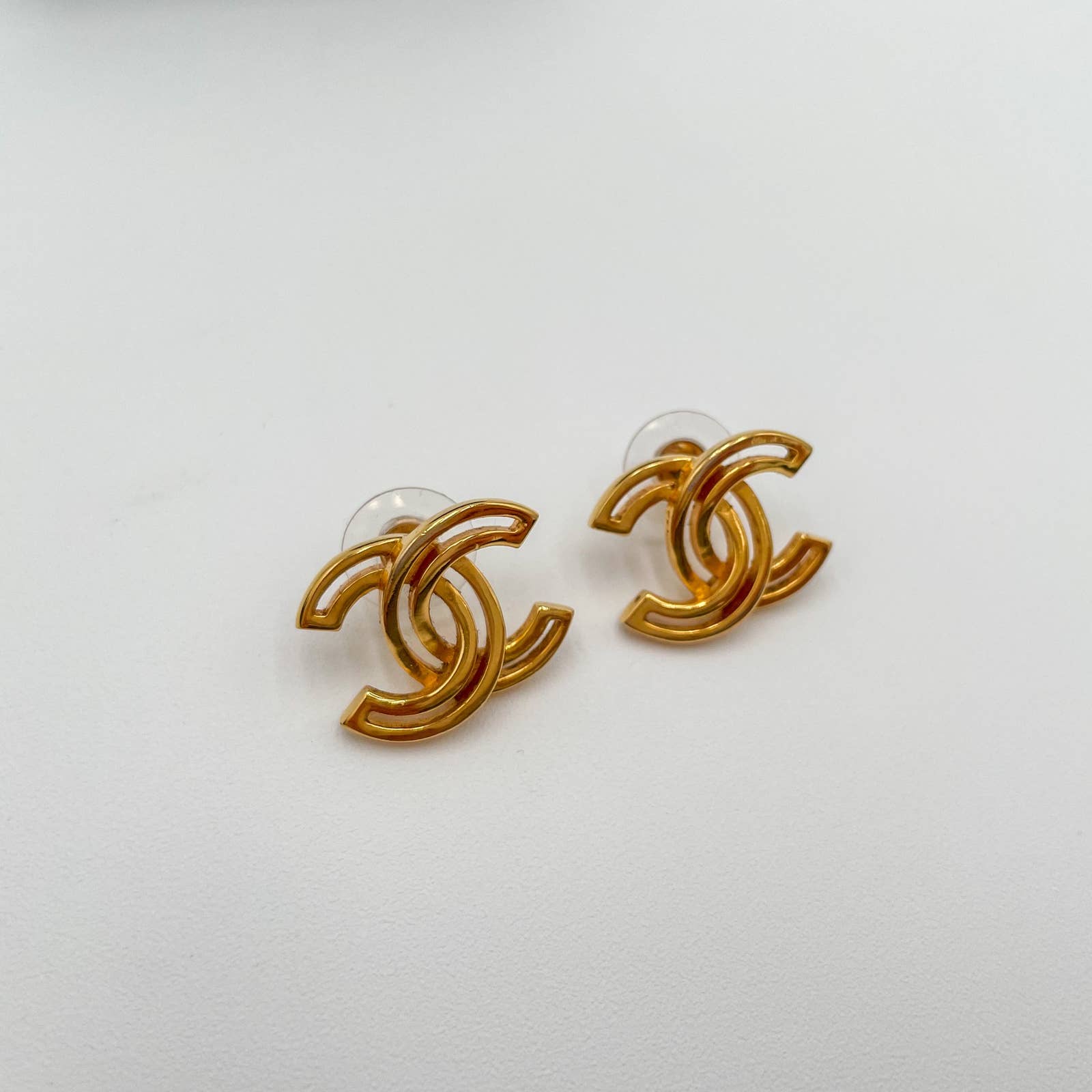 Chanel Gold Logo Stud Earrings - Le Look