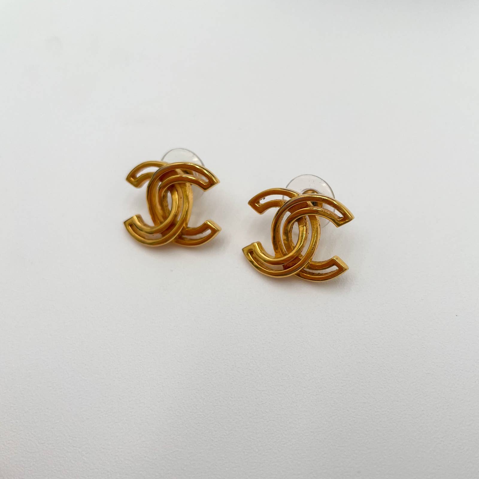 Chanel Gold Logo Stud Earrings - Le Look