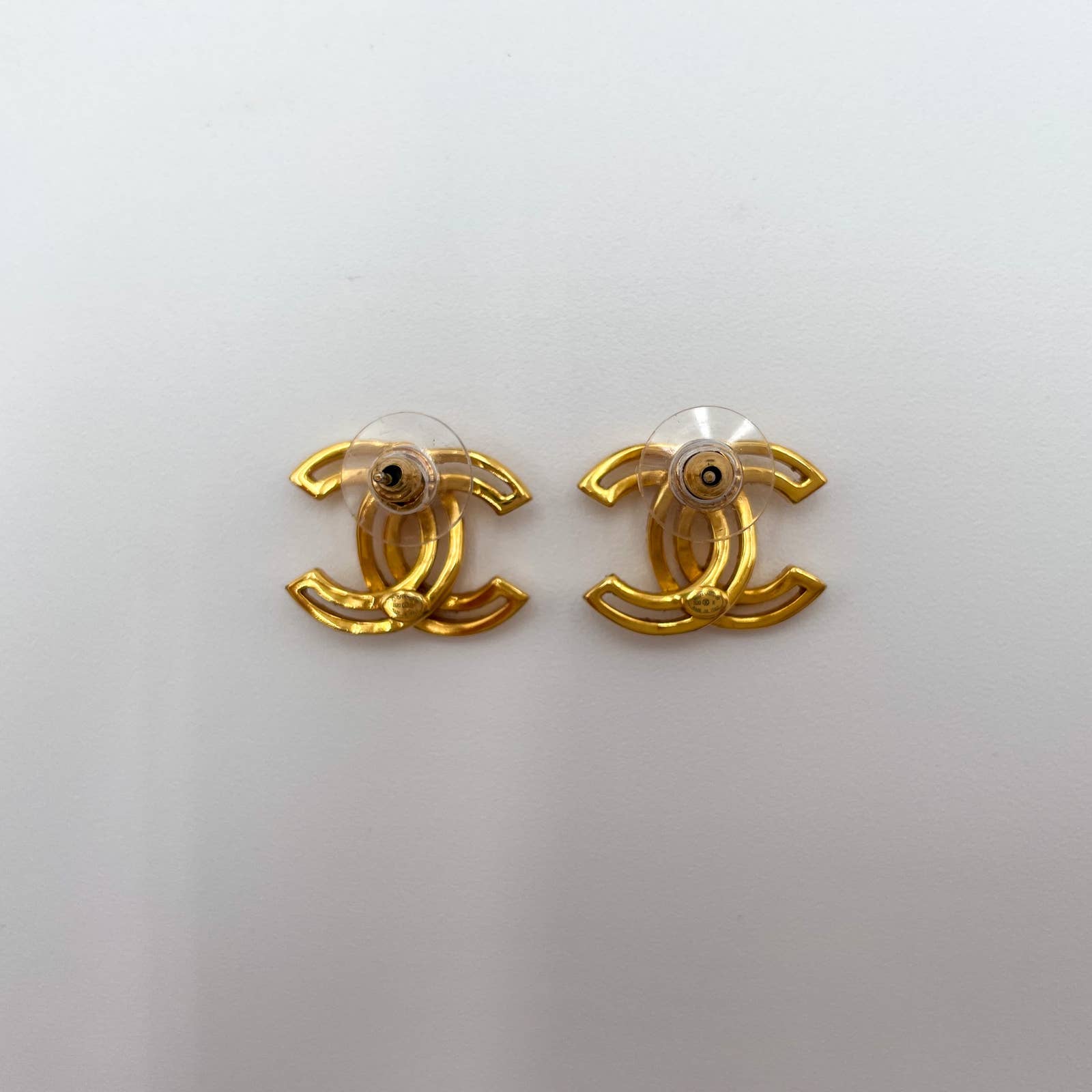 Chanel Gold Logo Stud Earrings - Le Look